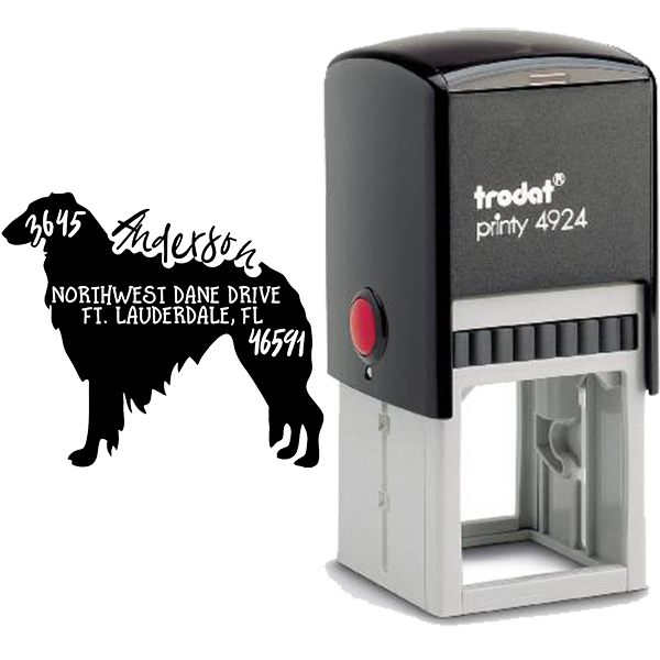 Borzoi Dog Address Stamp Body and Design