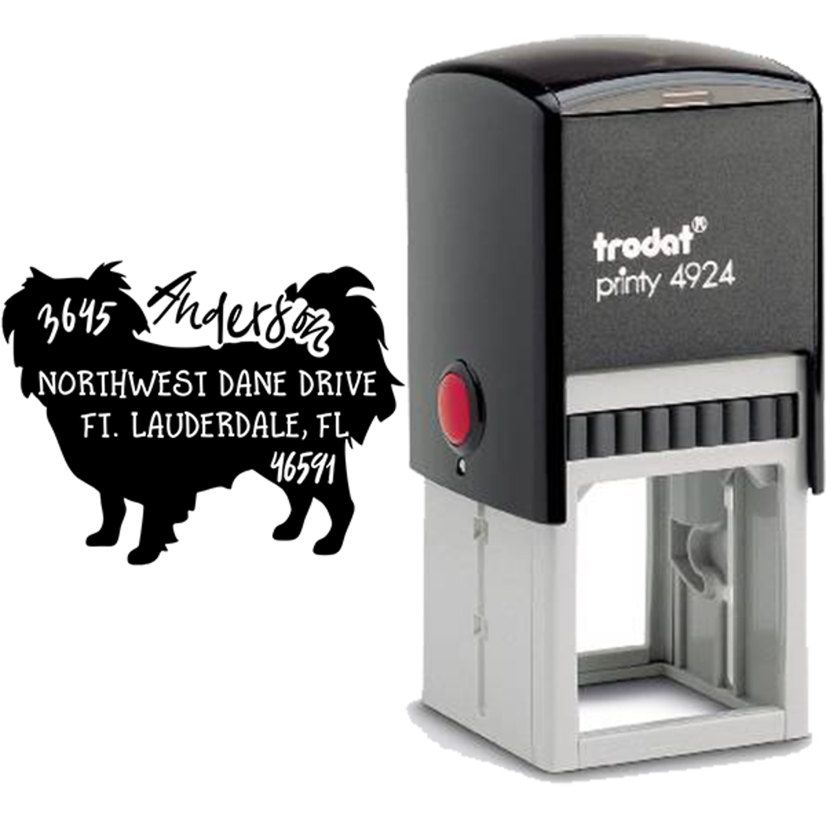 Japanese Chin Dog Address Stamp Body and Design