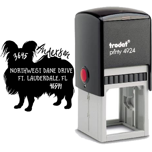 Pappillon Dog Address Stamp Body and Design