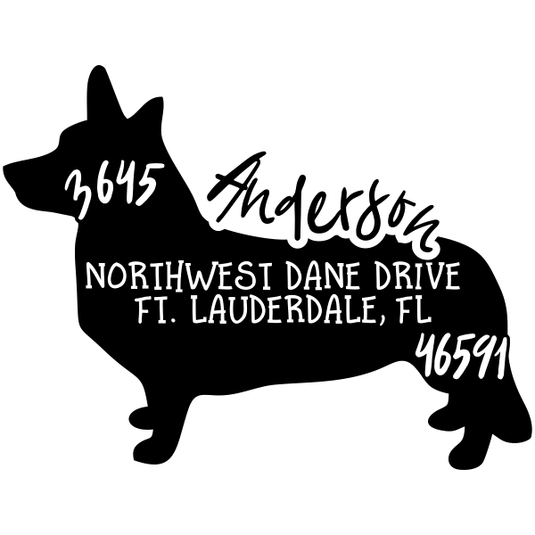 Cardigan Welsh Corgi Dog Address Stamp