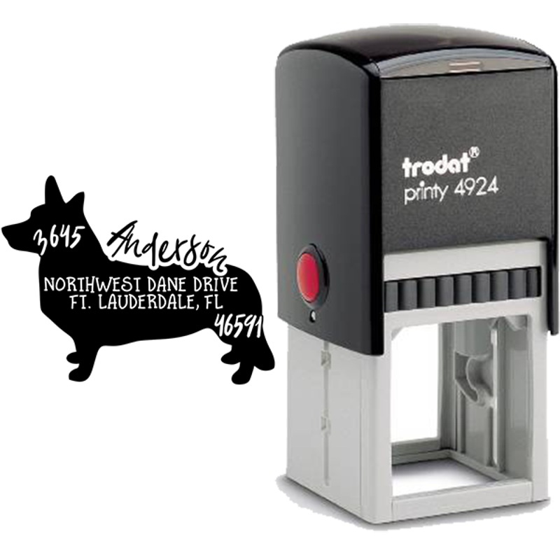 Cardigan Welsh Corgi Dog Address Stamp Body and Design