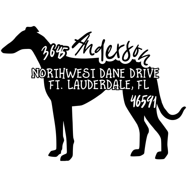 Greyhound Dog Address Stamp