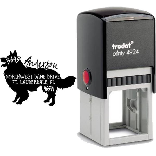 Border Collie Show Style Dog Address Stamp Body and Design
