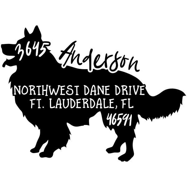 Border Collie Show Style Dog Address Stamp