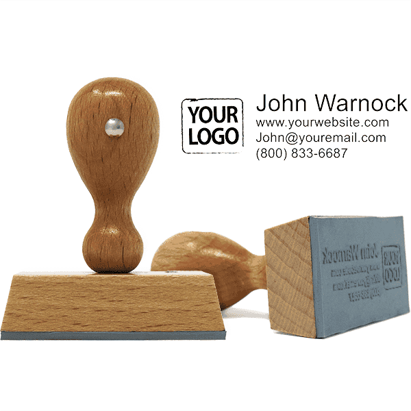 Custom 4 Line Logo European Hand Stamp