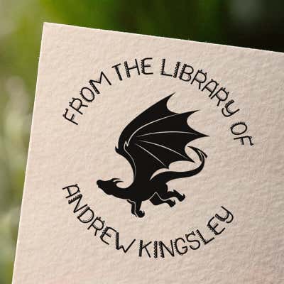Flying Dragon Custom Book Stamp - alternate view