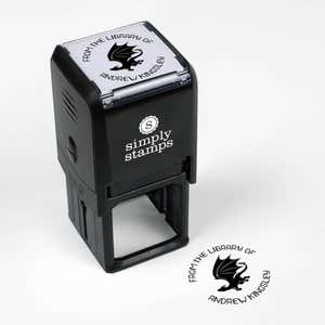 Library book stamp impression and self-inking stamp body with white background
