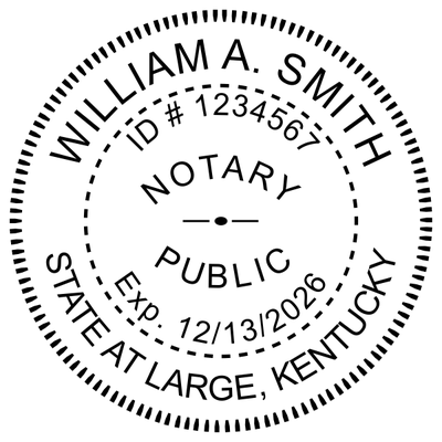 Kentucky With State at Large Round Notary Seal impression in black ink