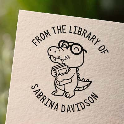 Cute Gator Custom Book Stamp - alternate view