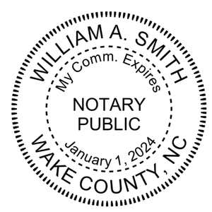 Zoomed impression of the North Carolina Notary With Expiration Date Round Stamp