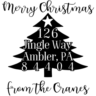 Christmas Tree Script Address Stamp - alternate view