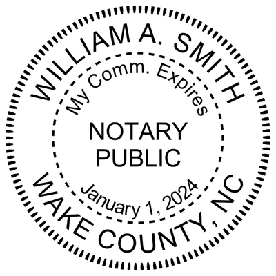 North Carolina With Expiration Date Notary Pink Stamp - Round