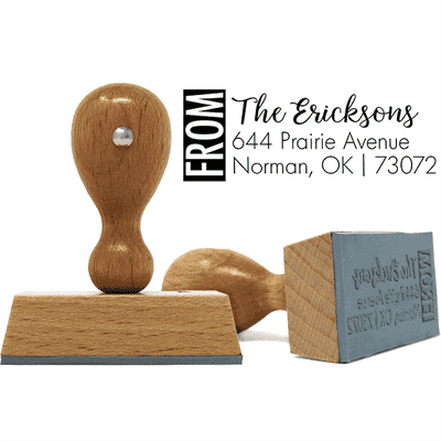 Color Block Family Of European Wood Handle Address Stamp - alternate view