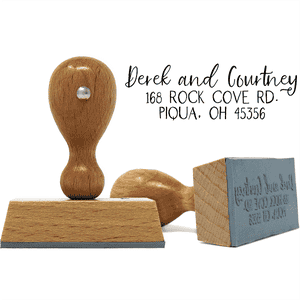 Farmhouse Script European Wood Handle Address Stamp Body and Design