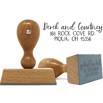 Farmhouse Script European Wood Handle Address Stamp - alternate view