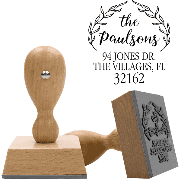 Rustic Branch European Wood Handle Address Stamp Body and Design