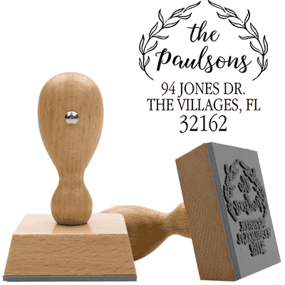 Rustic Branch European Wood Handle Address Stamp - alternate view