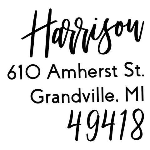 Harrison Hand Lettered European Wood Handle Address Stamp