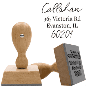 Callahan Brush Script European Wood Handle Address Stamp Body and Design