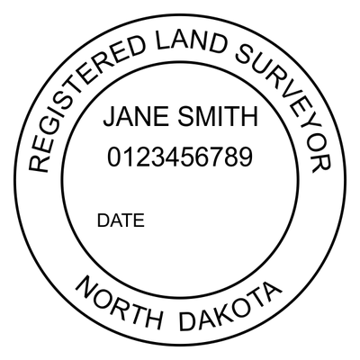 State of North Dakota Land Engineer & Surveyor Seal - alternate view