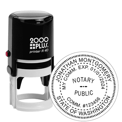 Washington State Round Notary Stamp - alternate view