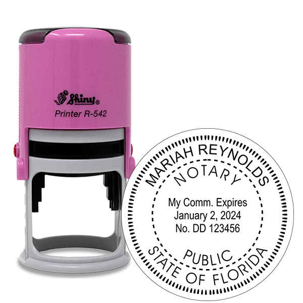 Florida Round Pink Notary Stamp