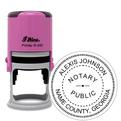 Georgia Notary Pink Stamp - Round