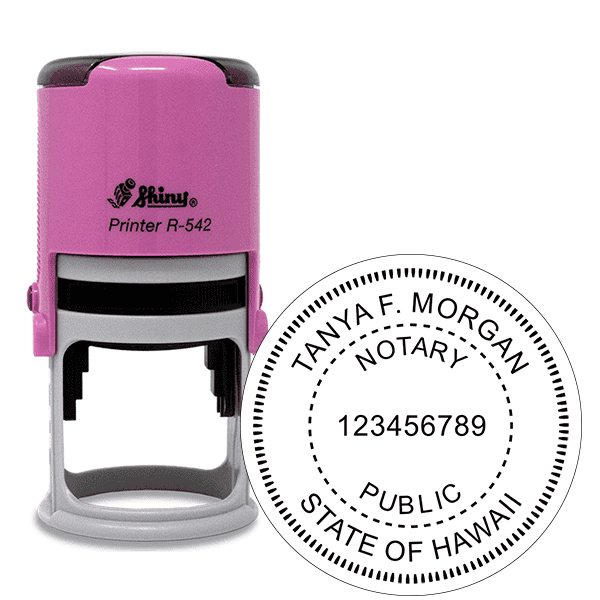 Hawaii Round Pink Notary Stamp