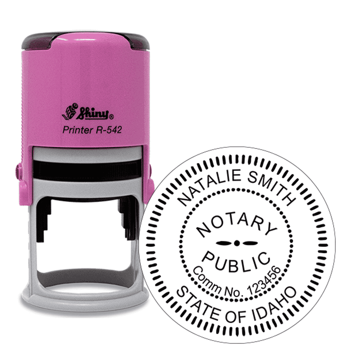 Idaho Notary Pink Stamp - Round