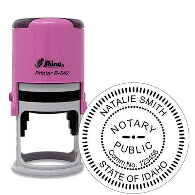 Idaho Round Pink Notary Stamp - alternate view
