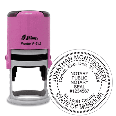 Missouri Notary Pink Stamp - Round
