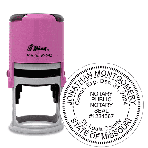 Missouri Round Pink Notary Stamp