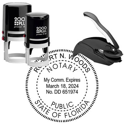 Florida Notary Pink Stamp - Rectangle