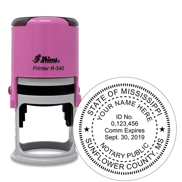 Mississippi Round Pink Notary Stamp