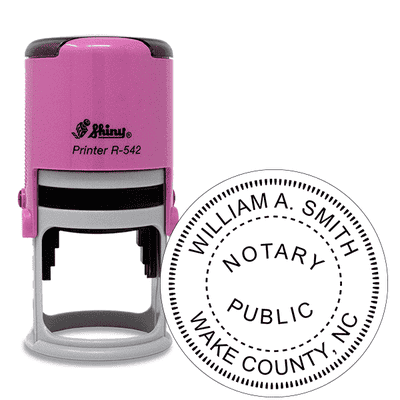 North Carolina Round Pink Notary Stamp - alternate view