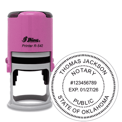 Oklahoma Round Pink Notary Stamp - alternate view