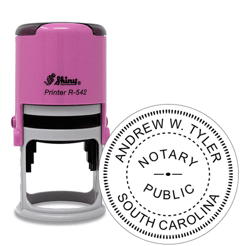 South Carolina Round Pink Notary Stamp
