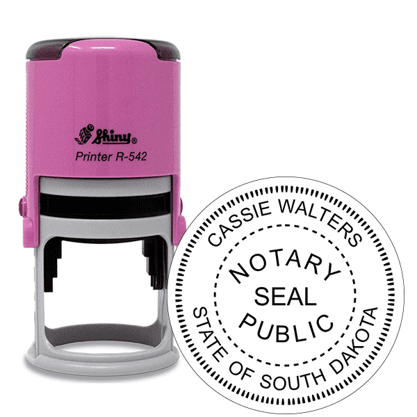 South Dakota Notary Pink Stamp - Round