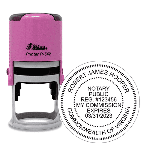Virginia Round Pink Notary Stamp