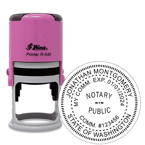 Washington Round Pink Notary Stamp