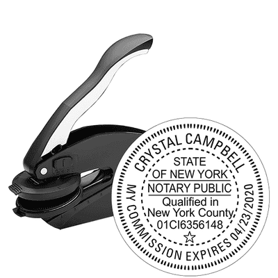New York Notary with County and Expiration Round Seal Embosser - alternate view