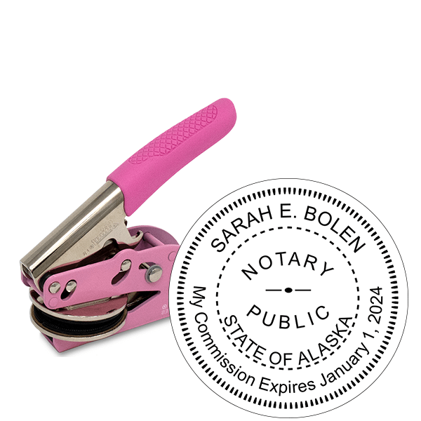 Alaska Notary Round Pink Seal Embosser