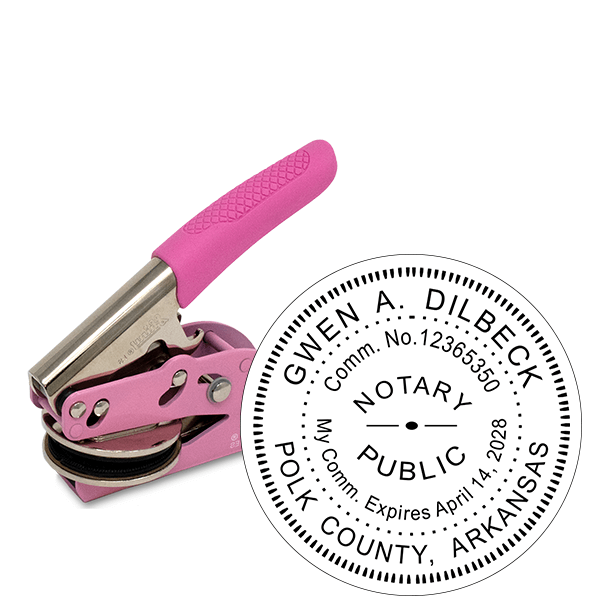 Arkansas Notary Round Pink Seal Embosser
