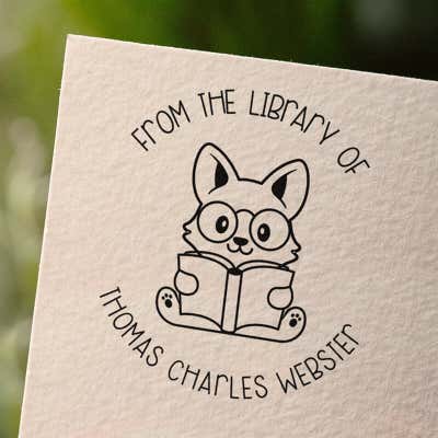Cute Fox Custom Book Stamp - alternate view