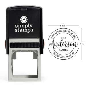 Anderson Round Return Address Stamp Body, Impression and Dimensions