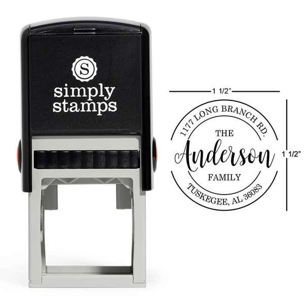 Anderson Round Return Address Stamp Body, Impression and Dimensions