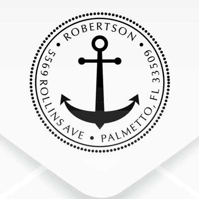 Anchor Round Address Stamp impression on envelope