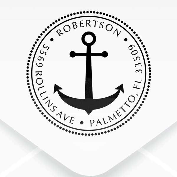 Anchor Round Address Stamp impression on envelope
