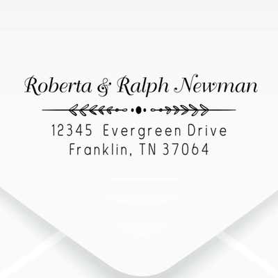 Newman Leafed Out Address Stamp on an envelope