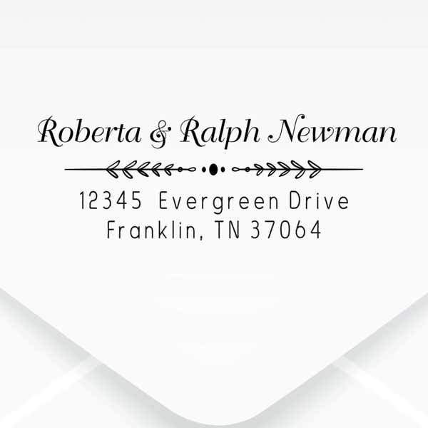 Newman Leafed Out Address Stamp on an envelope